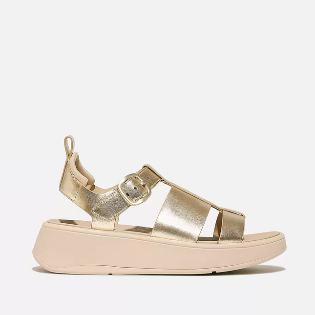 Fitflop F-MODE METALLIC LEATHER FLATFORM FISHERMAN SANDALS HV2-675 Platino Ladies Sandals