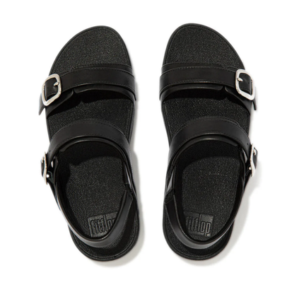 Fitflop Lulu Shimmer Leather Adjustable Black Ladies Sandals