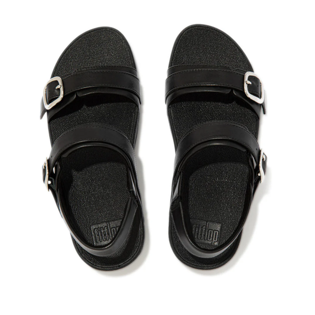 Fitflop Lulu Shimmer Leather Adjustable Black Ladies Sandals