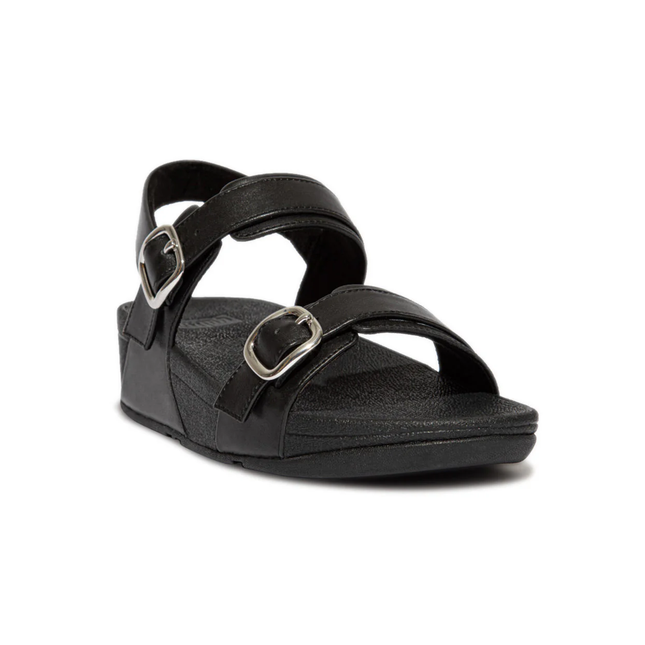 Fitflop Lulu Shimmer Leather Adjustable Black Ladies Sandals