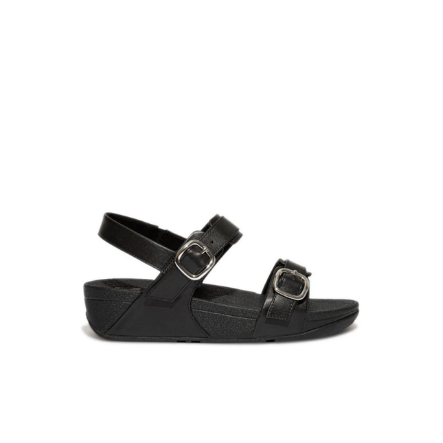 Fitflop Lulu Shimmer Leather Adjustable Black Ladies Sandals