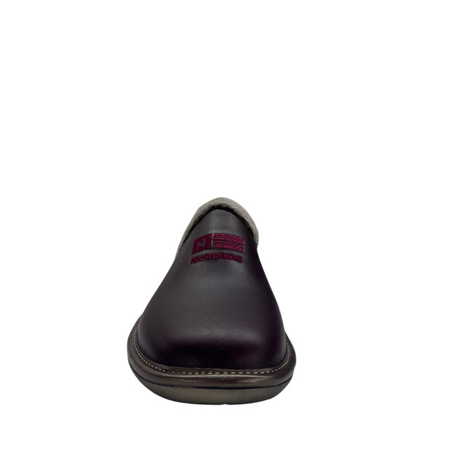 Nordikas 238-O/8 - Dublin Burdeos - Burgundy Leather / Grey Trim Ladies Slippers