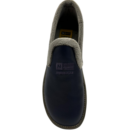 Nordikas 238-O/8 - Dublin Burdeos - Burgundy Leather / Grey Trim Ladies Slippers