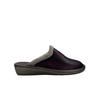 Nordikas 238-O/8 - Dublin Burdeos - Burgundy Leather / Grey Trim Ladies Slippers