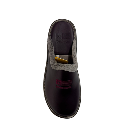 Nordikas 238-O/8 - Dublin Burdeos - Burgundy Leather / Grey Trim Ladies Slippers