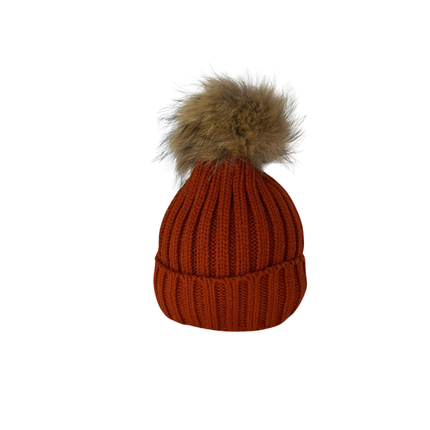 Concept Real Fur Pom Pom Hat Multi Colours