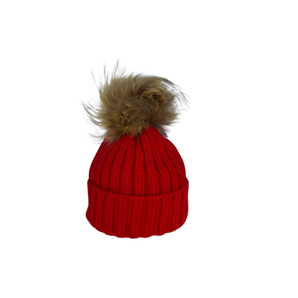 Concept Real Fur Pom Pom Hat Multi Colours