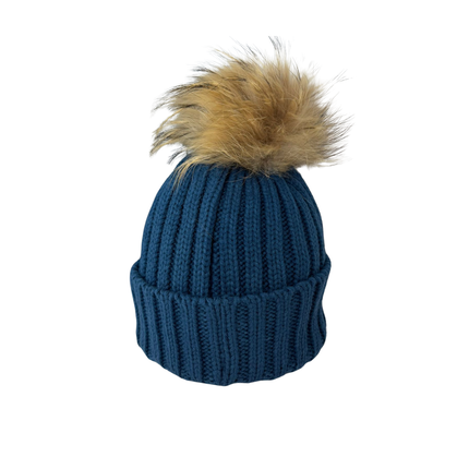 Concept Real Fur Pom Pom Hat Multi Colours