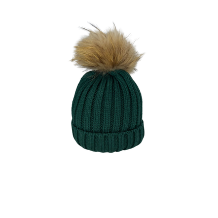 Concept Real Fur Pom Pom Hat Multi Colours