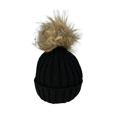 Concept Real Fur Pom Pom Hat Multi Colours