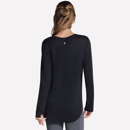 Skechers LT155 Go Dri Swift Long Sleeve Tunic Crew Black Top