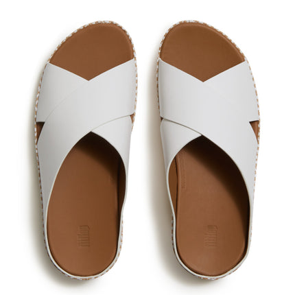 Fitflop LULU LUX GRAPHIC-WEAVE LEATHER CROSS SLIDES A4P-194 Urban White Ladies Slides