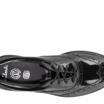Clarks LoxhamBrogue Black Patent - Standard Width