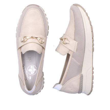 Rieker N7455-60 Cream Ladies Smart Casual Loafers