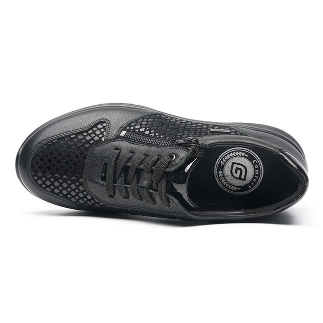 G Comfort P-819SW Black Wide Fit Trainer
