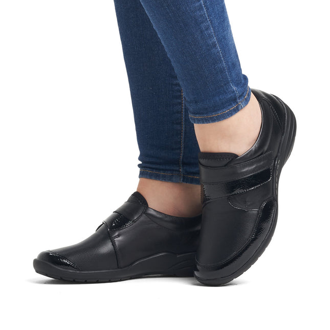 Remonte R7600-04 Black Ladies Velcro Comfort Shoes