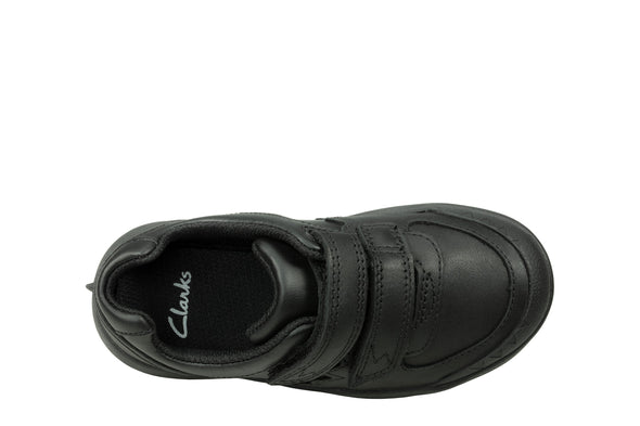 Clarks Rex Pace Toddler Black Leather - Wide Fit