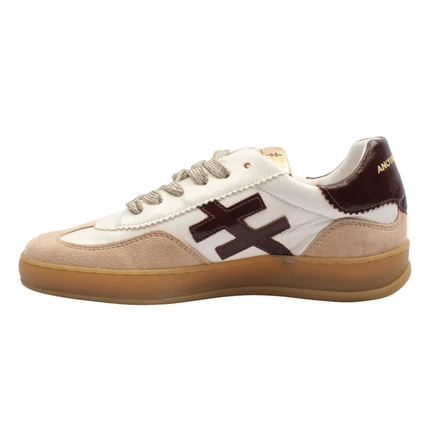 Another Trend White & Brown A032 T493  Multi 93 Ladies Comfort Trainers