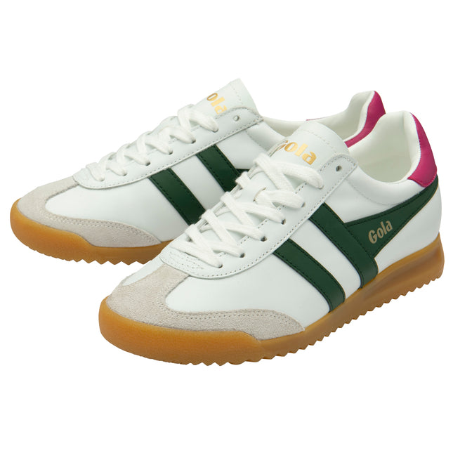 Gola Torpedo Leather White/Evergreen/Fuchsia