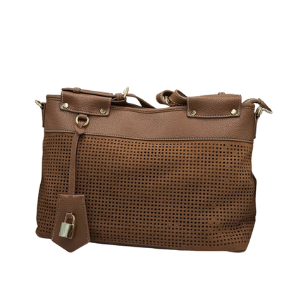 Concept Ladies Brown Suede Shoulder Handbags 26