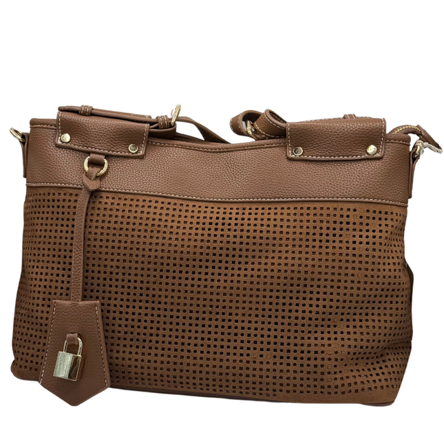 Concept Ladies Brown Suede Shoulder Handbags 26