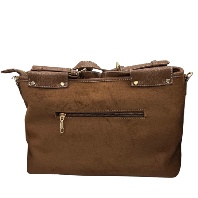 Concept Ladies Brown Suede Shoulder Handbags 26