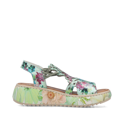 Rieker V1784-90 Multi Coloured Ladies Wedge Sandals