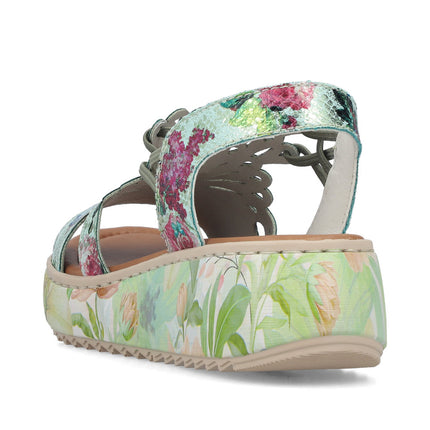 Rieker V1784-90 Multi Coloured Ladies Wedge Sandals