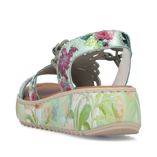 Rieker V1784-90 Multi Coloured Ladies Wedge Sandals