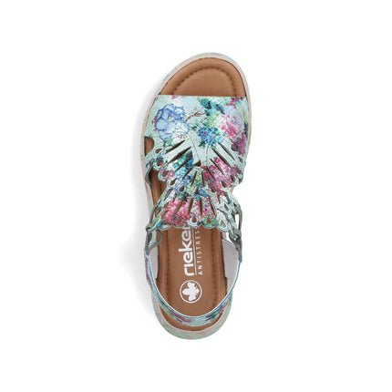 Rieker V1784-90 Multi Coloured Ladies Wedge Sandals