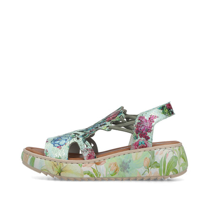 Rieker V1784-90 Multi Coloured Ladies Wedge Sandals