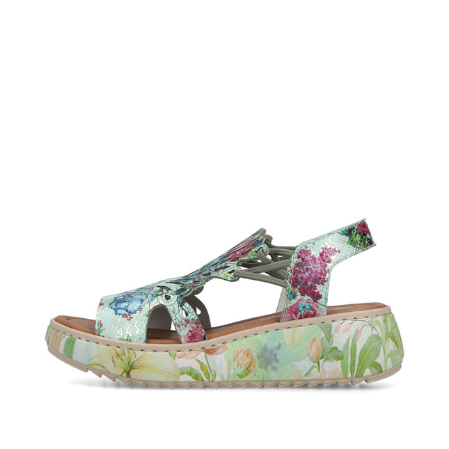Rieker V1784-90 Multi Coloured Ladies Wedge Sandals