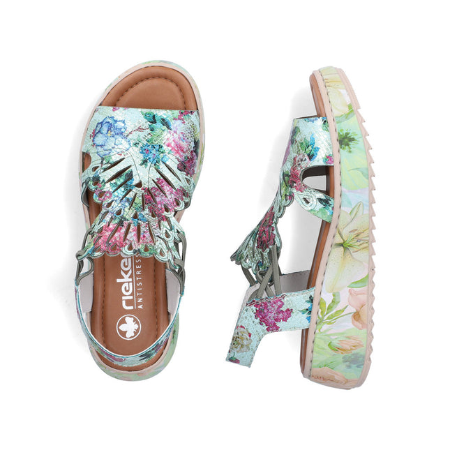 Rieker V1784-90 Multi Coloured Ladies Wedge Sandals