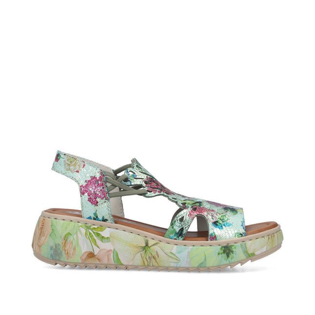 Rieker V1784-90 Multi Coloured Ladies Wedge Sandals