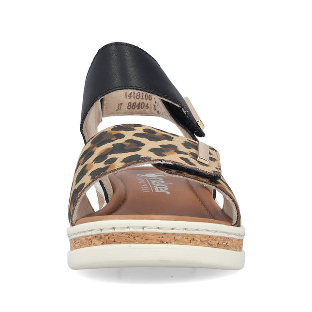 Rieker V4181-00 Black Ladies Wedge Sandals