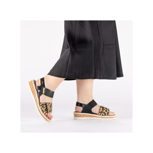 Rieker V4181-00 Black Ladies Wedge Sandals