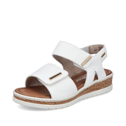 Rieker V4181-80 White Ladies Wedge Sandals