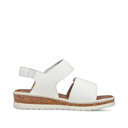 Rieker V4181-80 White Ladies Wedge Sandals