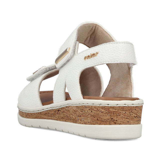 Rieker V4181-80 White Ladies Wedge Sandals