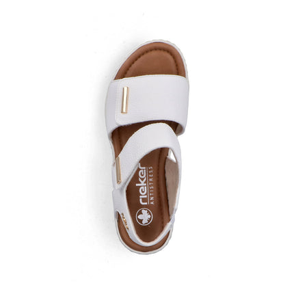 Rieker V4181-80 White Ladies Wedge Sandals