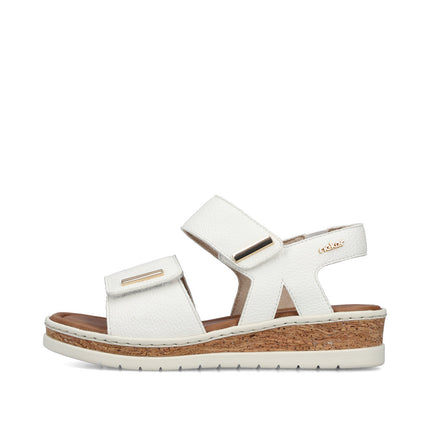 Rieker V4181-80 White Ladies Wedge Sandals