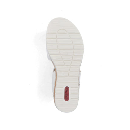 Rieker V4181-80 White Ladies Wedge Sandals