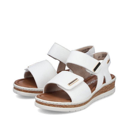 Rieker V4181-80 White Ladies Wedge Sandals