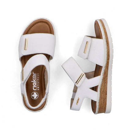 Rieker V4181-80 White Ladies Wedge Sandals