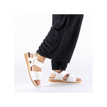 Rieker V4181-80 White Ladies Wedge Sandals