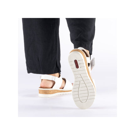Rieker V4181-80 White Ladies Wedge Sandals