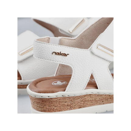 Rieker V4181-80 White Ladies Wedge Sandals
