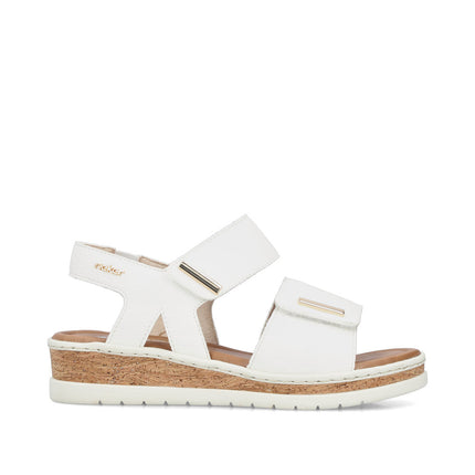 Rieker V4181-80 White Ladies Wedge Sandals