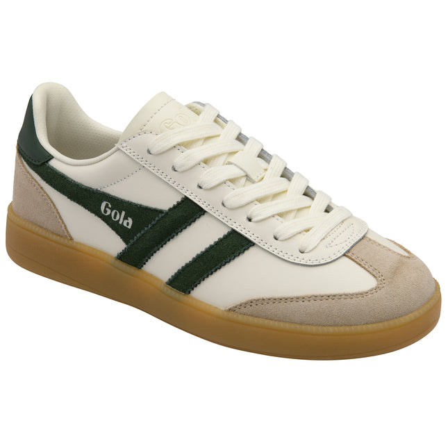 Gola Women's Viper Leather Trainer Off White/Bone/Evergreen/Gum CLB744CN