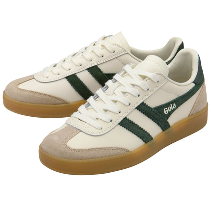 Gola Women's Viper Leather Trainer Off White/Bone/Evergreen/Gum CLB744CN
